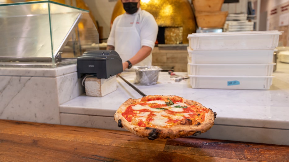 NYC pizza fresh out of the oven