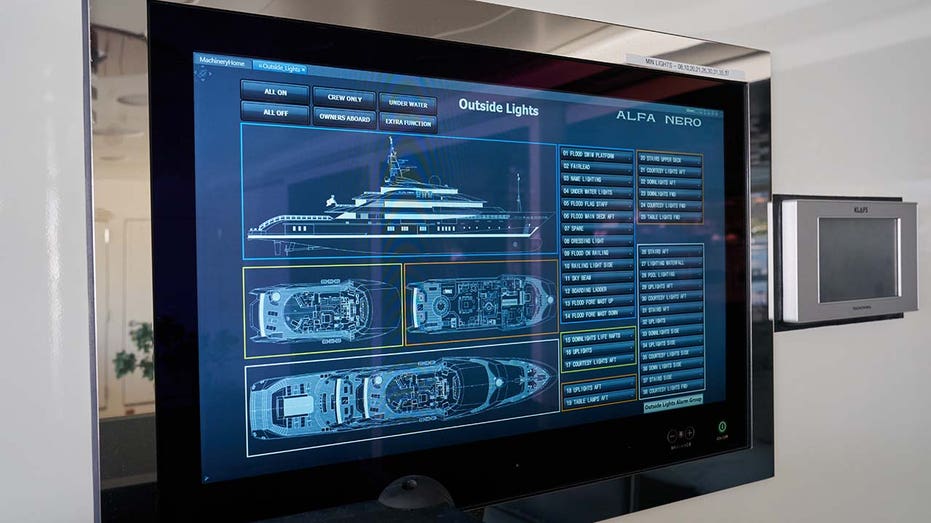 The superyacht's light control panel