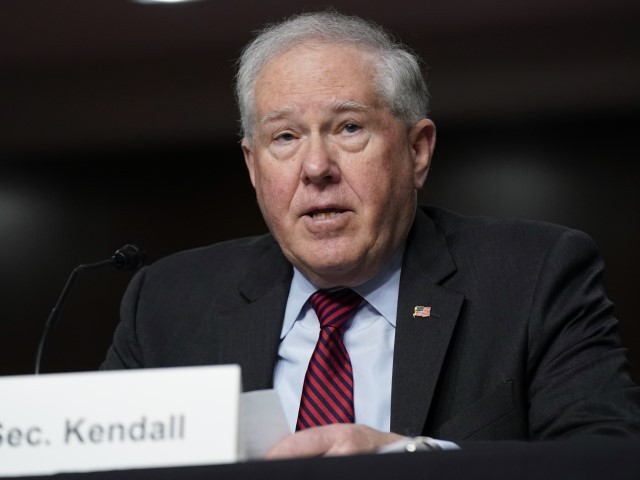 Secretary of the Air Force Frank Kendall III testifies before a Senate Armed Services Committee hearing to review the Air Force's Defense Authorization Request for fiscal year 2023, Tuesday, May 3, 2022, on Capitol Hill in Washington.