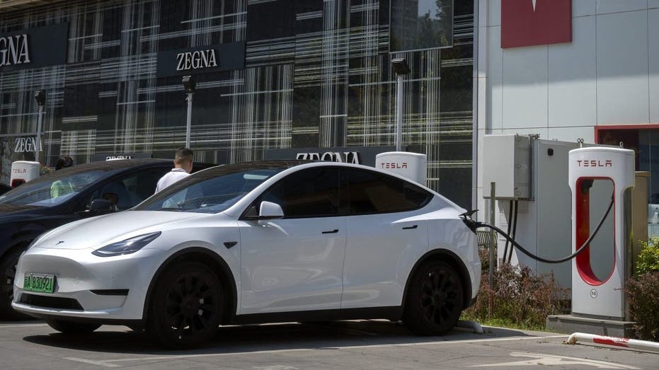 A Tesla being charged