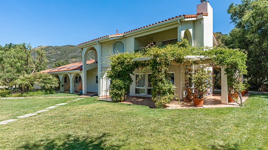 Spanish style façade of one of the homes 