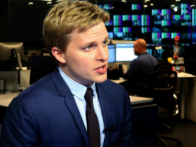 In this Friday, July 27, 2018, file photo, Ronan Farrow, a contributing writer for the New Yorker, speaks with reporters at The Associated Press headquarters in New York. Farrow accepted a Mirror Award for media reporting from Syracuse University, Thursday, June 13, 2019, by paying tribute to journalists and industry leaders at a Manhattan luncheon for keeping the media honest and transparent. (AP Photo/Ted Shaffrey, File)