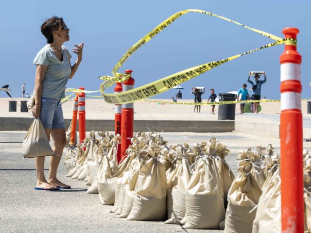 Sandbag lady OC (Allen J. Schaben / Los Angeles Times via Getty)