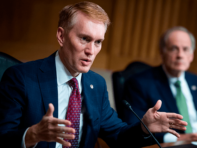 Sen. James Lankford, R-OK, directs a question to Mark A. Morgan, acting commissioner of the US Customs and Border Protection, during the Senate Homeland Security and Governmental Affairs hearing titled "CBP Oversight: Examining the Evolving Challenges Facing the Agency", in the Dirksen Senate Office Building on June 25, 2020 in Washington,DC. (Photo by Tom Williams / POOL / AFP) (Photo by TOM WILLIAMS/POOL/AFP via Getty Images)