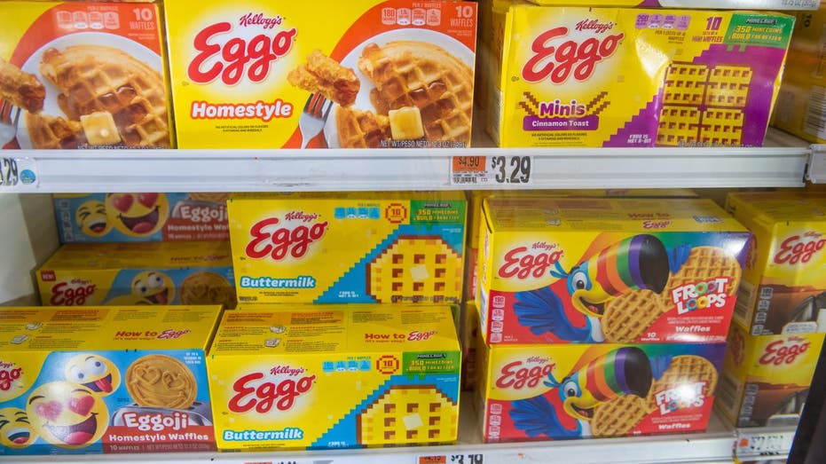 Eggo waffle boxes in freezer aisle