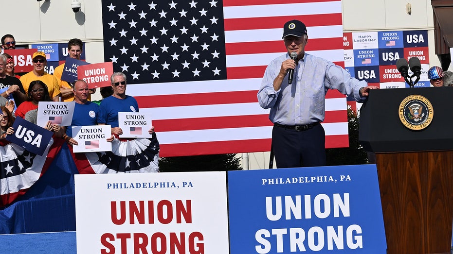 Biden by Union Strong sign