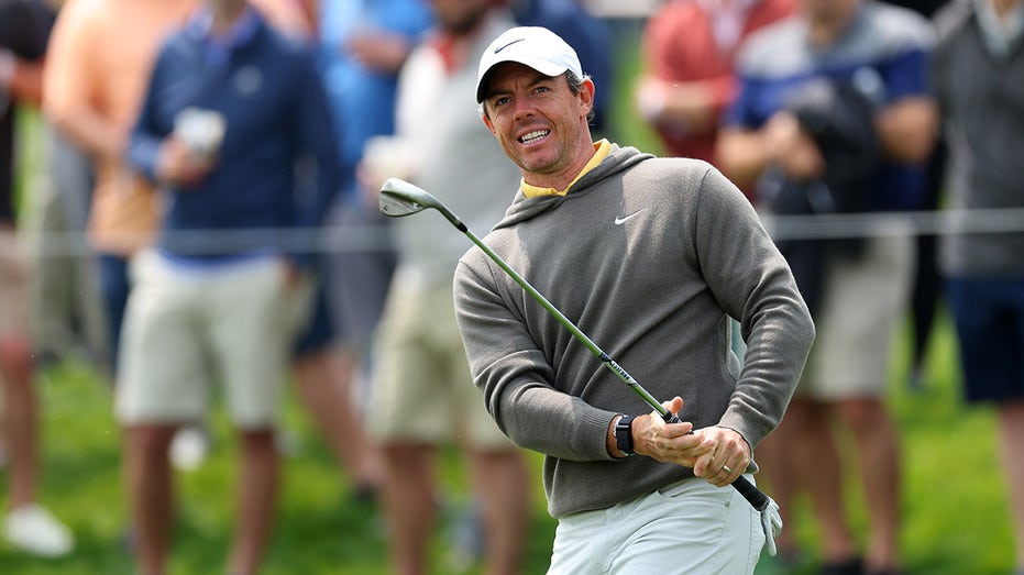 Rory McIlroy admires shot