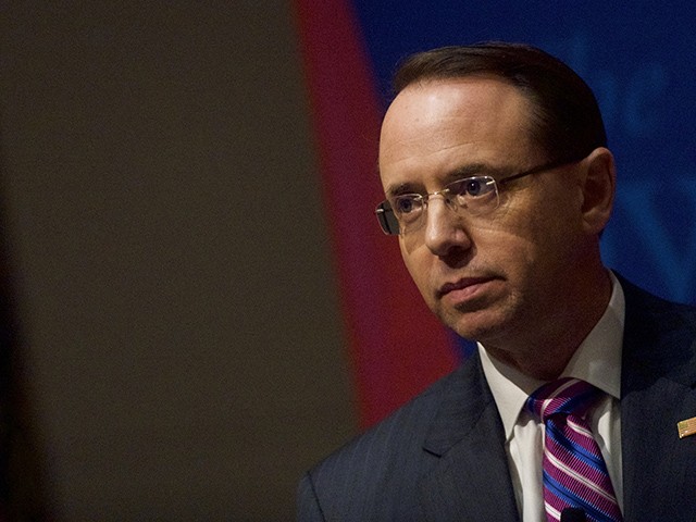 PHILADELPHIA, PA - FEBRUARY 21: Deputy Attorney General Rod J. Rosenstein speaks at the Wharton School at the University of Pennsylvania on February 21, 2019 in Philadelphia, Pennsylvania. Rosenstein's address was part of Wharton School's Legal Studies and Business Ethics Lecture Series. (Photo by Mark Makela/Getty Images)