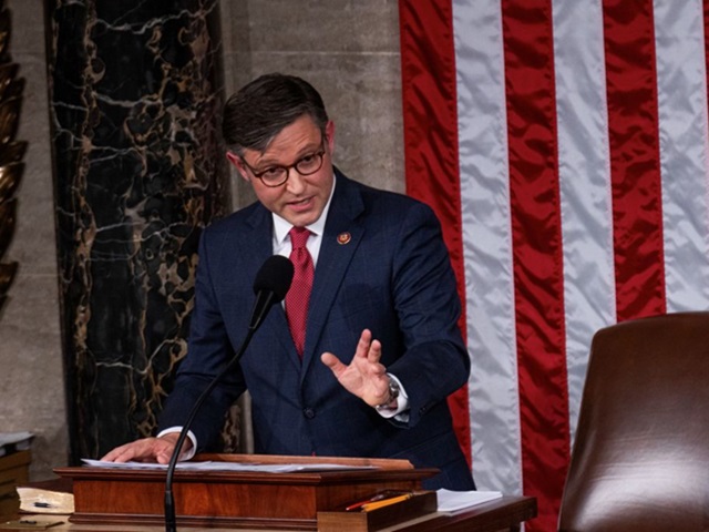 Newly-elected U.S. House Speaker Mike Johnson speaks in the House Chamber in Washington, D.C., the United States, on Oct. 25, 2023. Louisiana Republican Rep. Mike Johnson, vice chairman of the U.S. House Republican conference, was elected the new House speaker in a full chamber vote Wednesday, bringing weeks of chaos to a momentary halt as Republicans struggled to find a replacement after the historical ouster of Kevin McCarthy. (Photo by Aaron Schwartz/Xinhua via Getty Images)