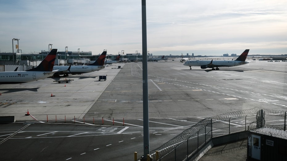 A tarmac at an international terminal at John F. Kennedy Airport