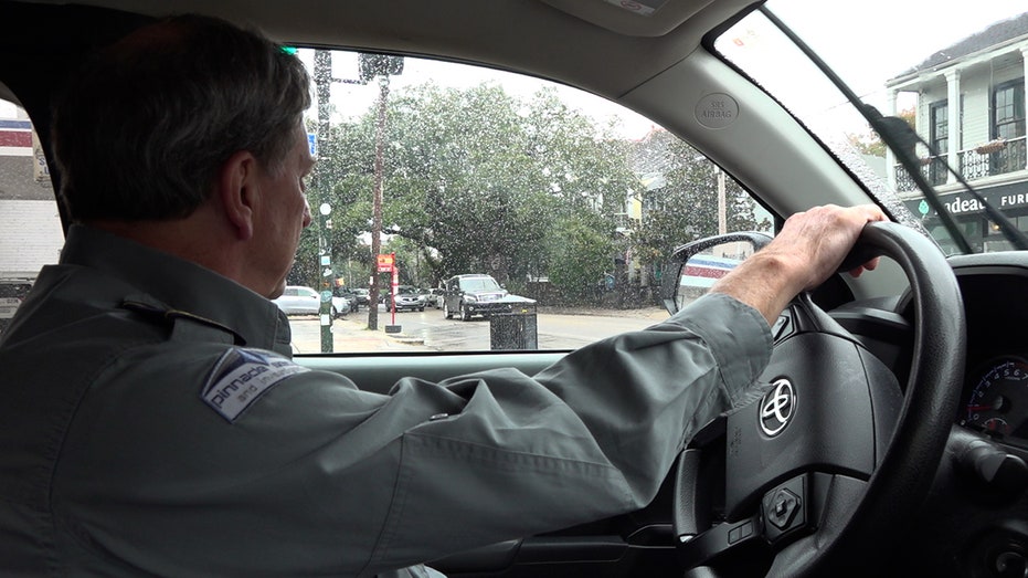 Security officer inside truck