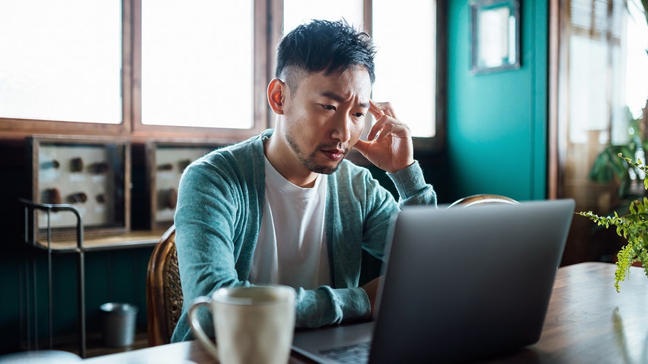 man working from home