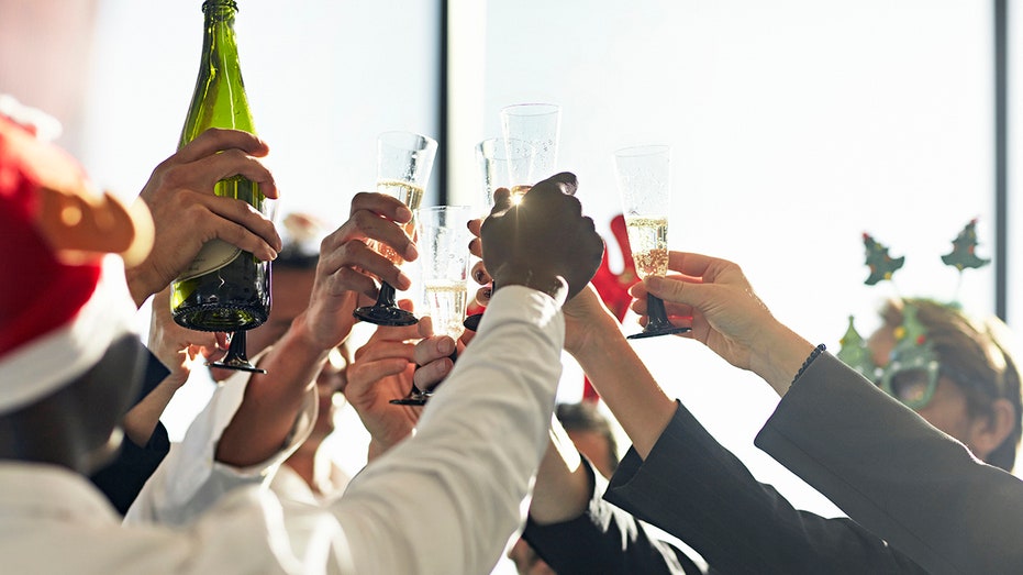 raising a toast at office