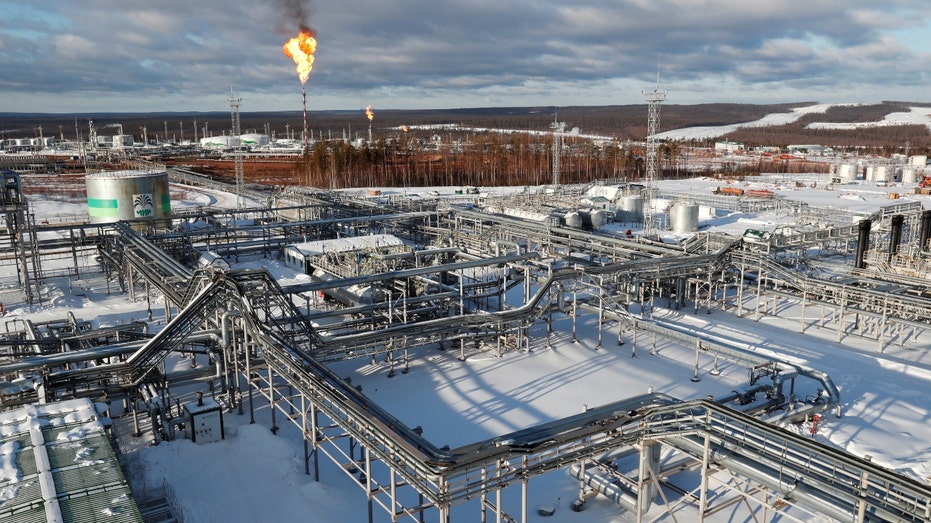 Russia oil field in the snow