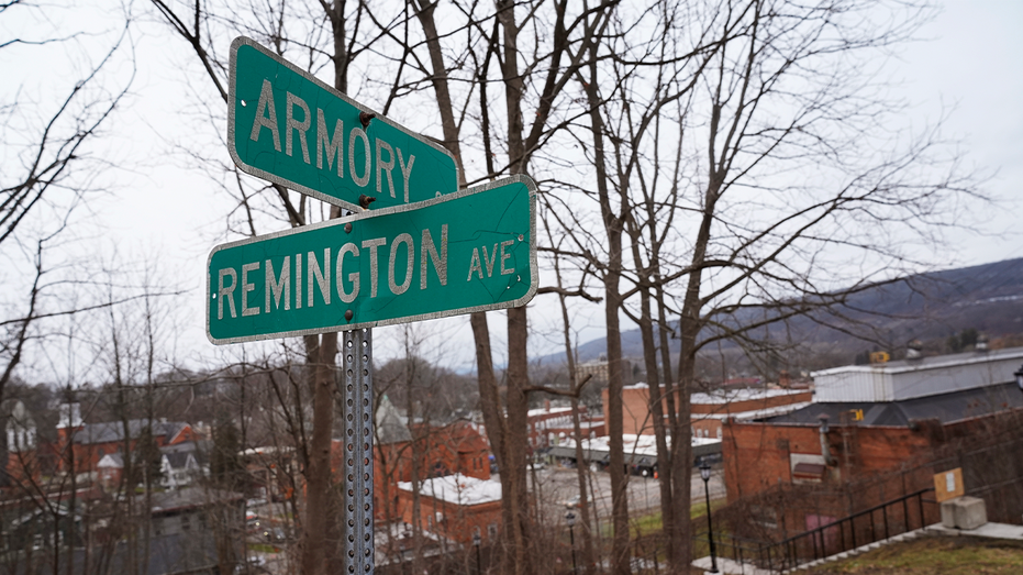 Signs outside Remington factory