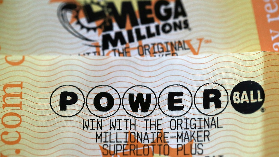 Powerball and Mega Millions lottery tickets are displayed on January 3, 2018 in San Anselmo, California.