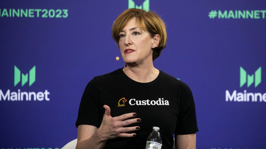 Custodia Bank CEO Caitlin Long speaks during the Messari Mainnet summit in New York, on Sept. 21, 2023.