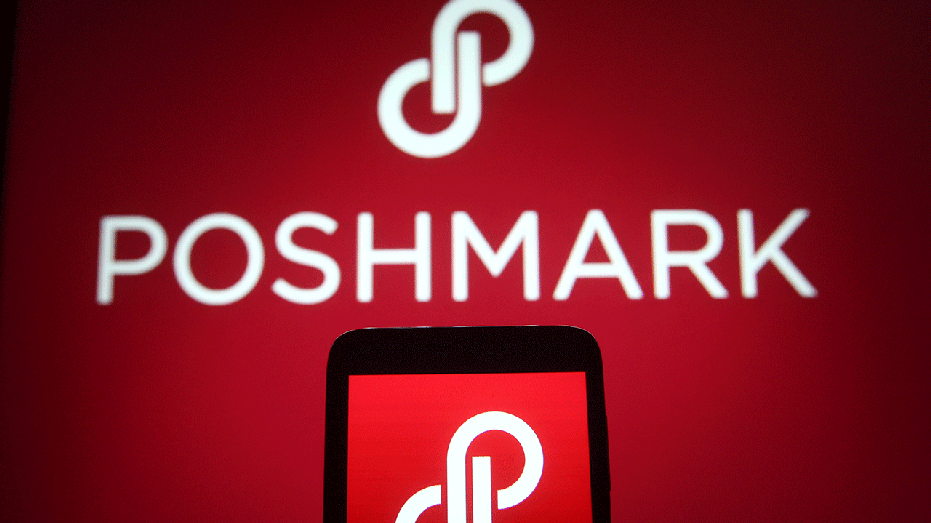 Poshmark logo on multiple screens